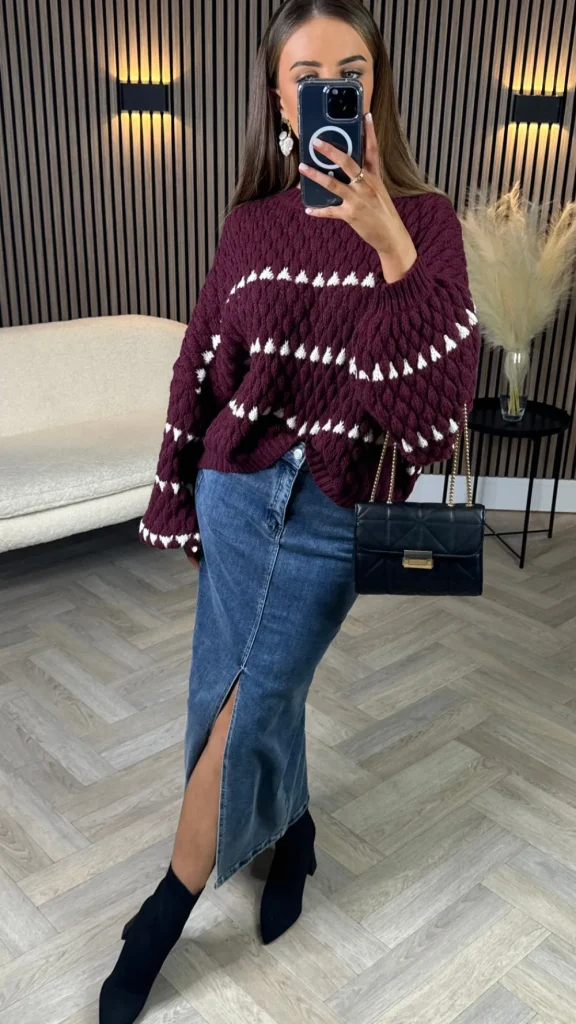 BABEZ LONDON Skirts & Shorts | Jeans^Lincoln Blue Denim Midi Skirt With Front Slit