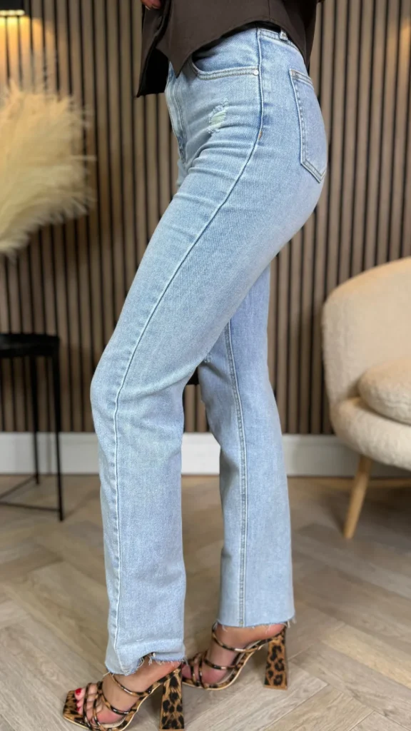 REDIAL Jeans^Lincoln Blue Ripped Detail Raw Hem Jeans