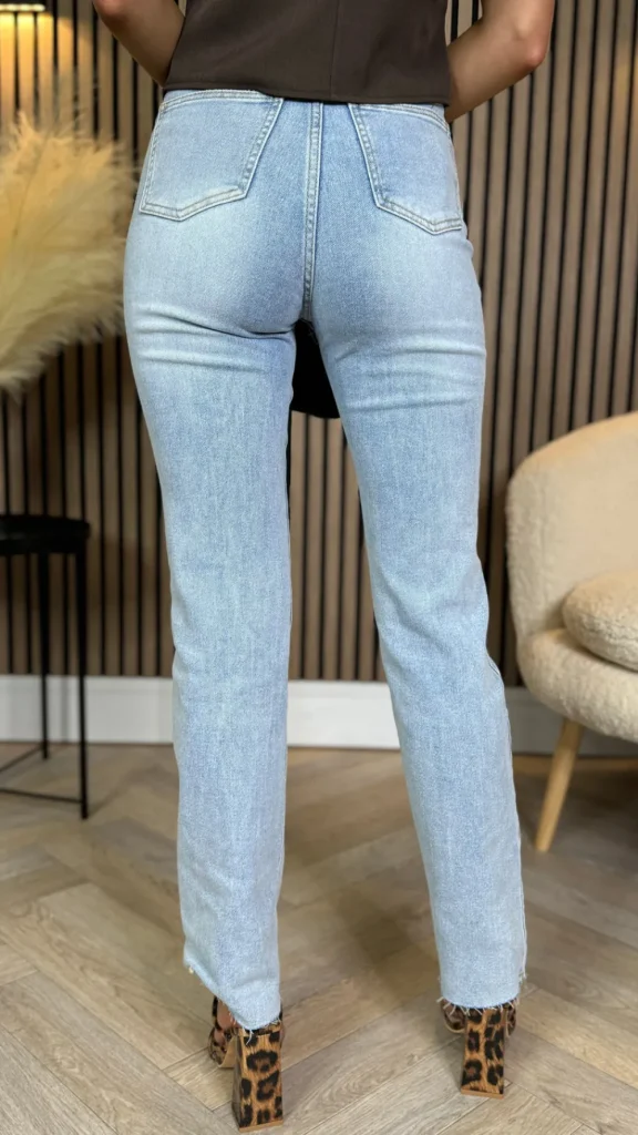 REDIAL Jeans^Lincoln Blue Ripped Detail Raw Hem Jeans