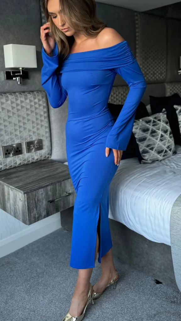 COPPEROSE Going Out Dresses | Occasion Dresses^Lisbeth Blue Strapless Long Sleeve Midi Dress