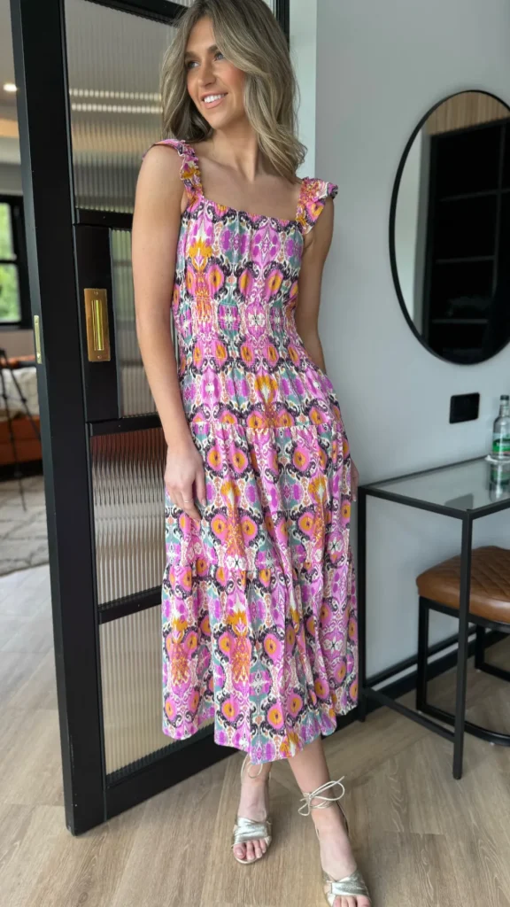 AX PARIS Going Out Dresses | Occasion Dresses^Lizbeth Multi Abstract Printed Frill Strap Midi Dress
