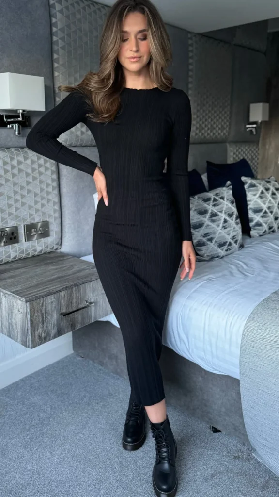 FEELKOO Knitwear | Fitted Dresses^Logan Black Ribbed Midaxi Dress