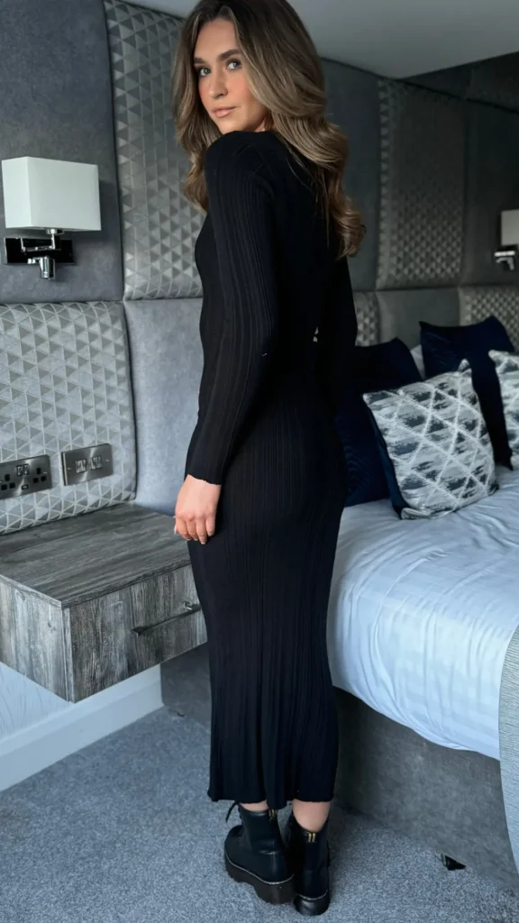 FEELKOO Knitwear | Fitted Dresses^Logan Black Ribbed Midaxi Dress