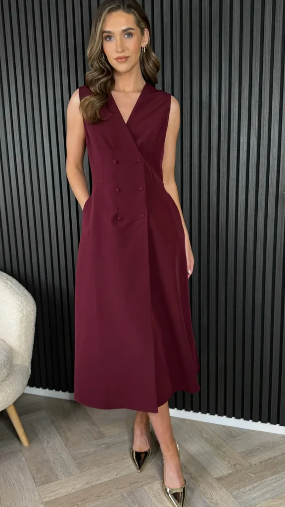 GIRL IN MIND Going Out Dresses | Occasion Dresses^Lucie Burgundy Tailored Sleeveless Midi Dress