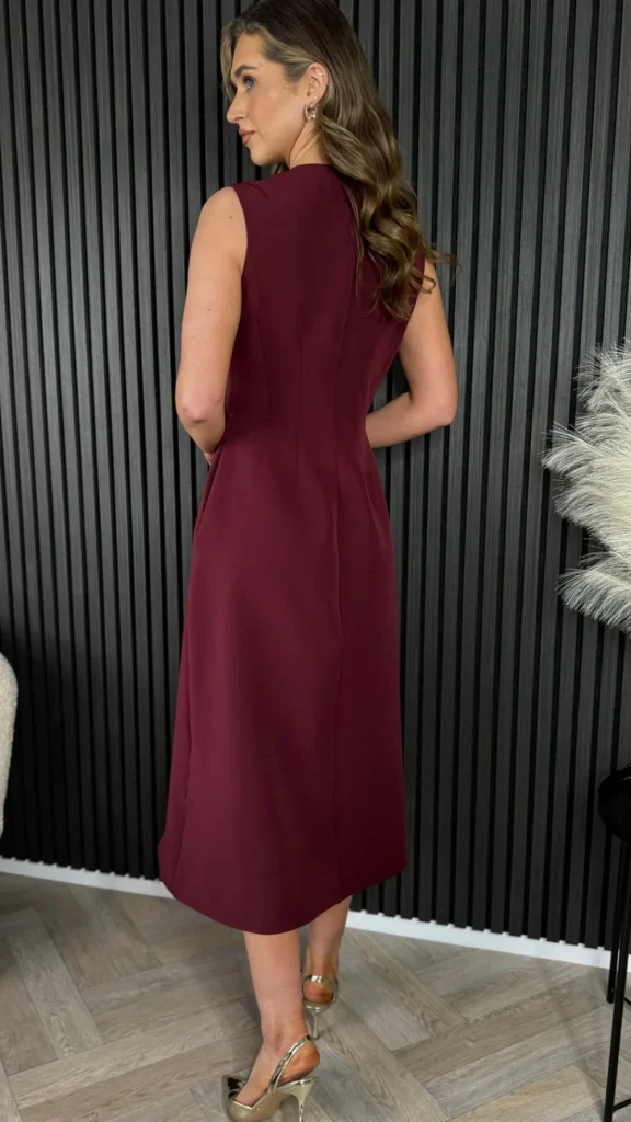 GIRL IN MIND Going Out Dresses | Occasion Dresses^Lucie Burgundy Tailored Sleeveless Midi Dress