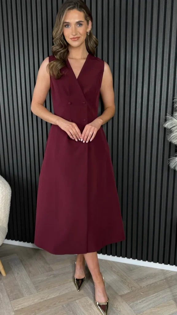 GIRL IN MIND Going Out Dresses | Occasion Dresses^Lucie Burgundy Tailored Sleeveless Midi Dress