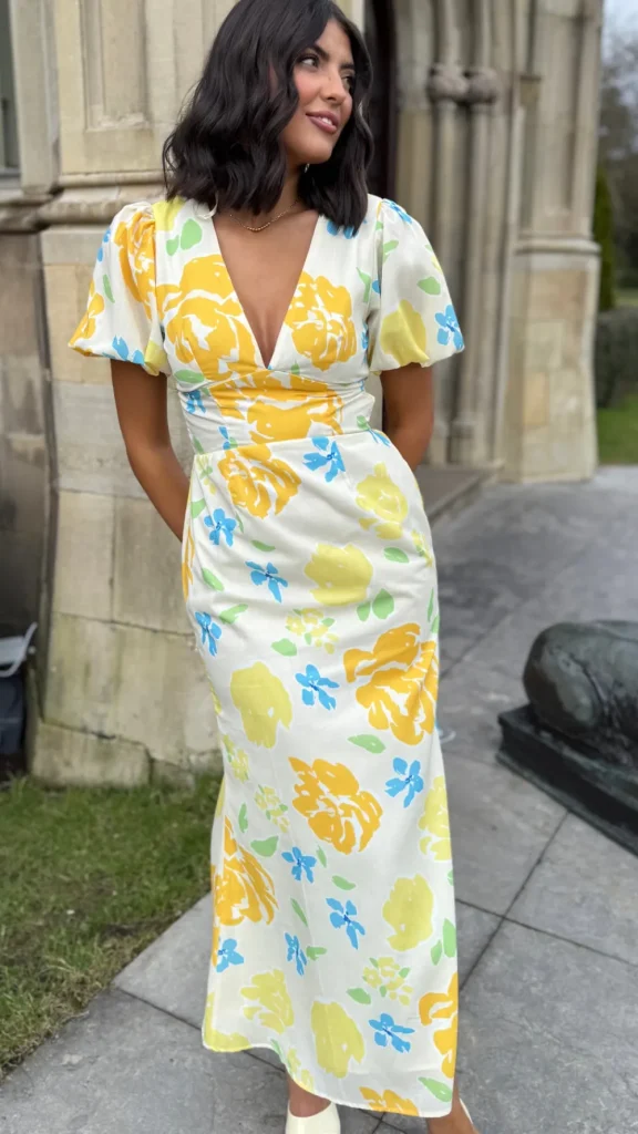 CANDICE FAIRE Going Out Dresses | Occasion Dresses^Lucinda Yellow Floral Short Sleeve Maxi Dress