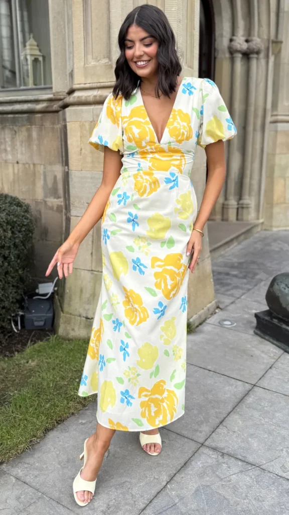 CANDICE FAIRE Going Out Dresses | Occasion Dresses^Lucinda Yellow Floral Short Sleeve Maxi Dress