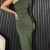 COPPEROSE Going Out Dresses | Occasion Dresses^Lulu Khaki One Shoulder Ruched Midi Dress