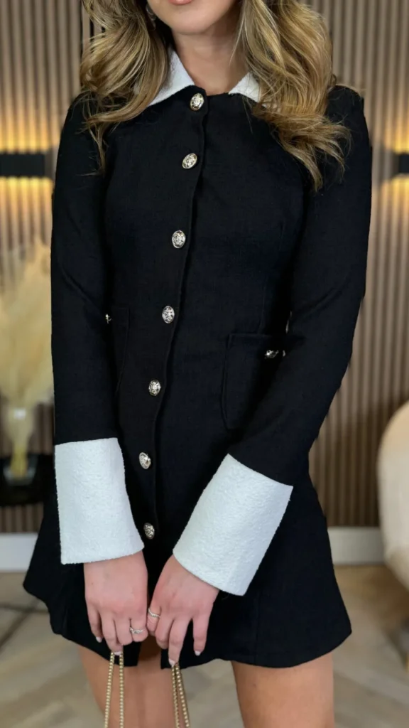 ALLYSON Going Out Dresses | Occasion Dresses^Lyric Black & White Trimmed Button Down Mini Dress