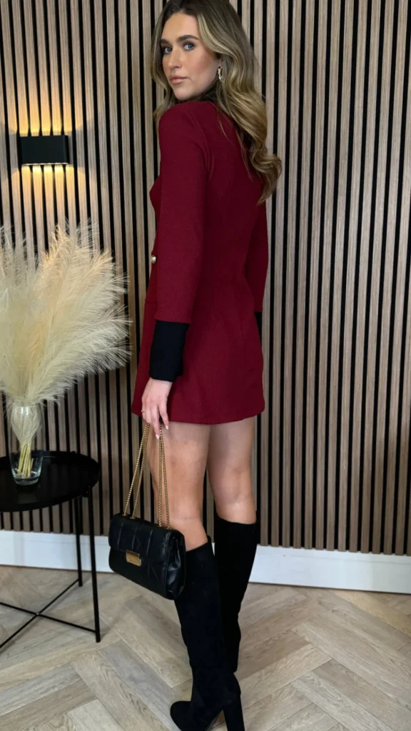 ALLYSON Going Out Dresses | Occasion Dresses^Lyric Burgundy & Black Trimmed Button Down Mini Dress