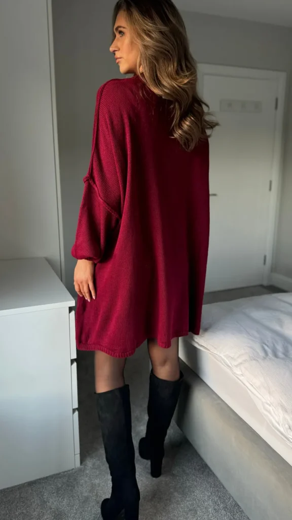 ESTEE BROWN Knitwear | Day Dresses^Madalina Burgundy Chunky Knit Jumper Dress