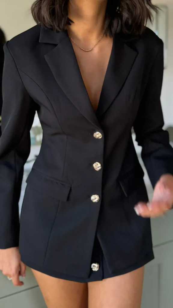 VERA LUCY Blazers^Maia Black Tailored Button Down Blazer