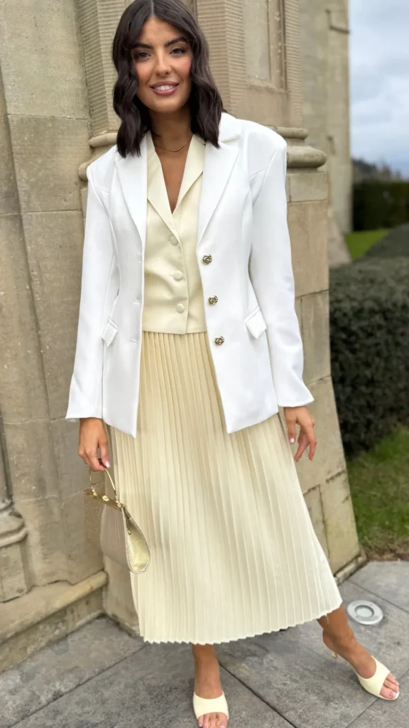 VERA LUCY Blazers^Maia White Tailored Button Down Blazer