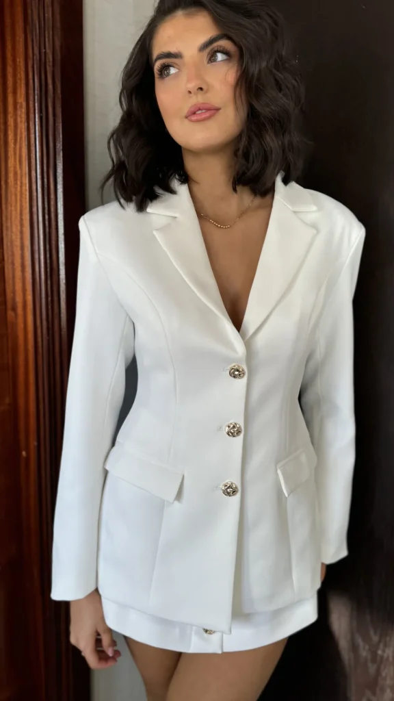 VERA LUCY Blazers^Maia White Tailored Button Down Blazer