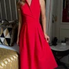 GIRL IN MIND Going Out Dresses | Occasion Dresses^Makenna Red Collared Tailored Shirt Midi Dress