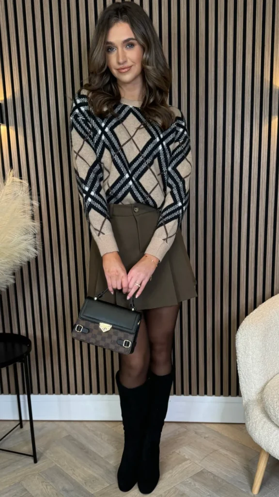 FEELKOO Skirts & Shorts^Mariette Chocolate Brown Pleated Detail Mini Skirt