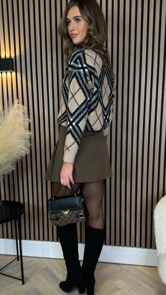 FEELKOO Skirts & Shorts^Mariette Chocolate Brown Pleated Detail Mini Skirt