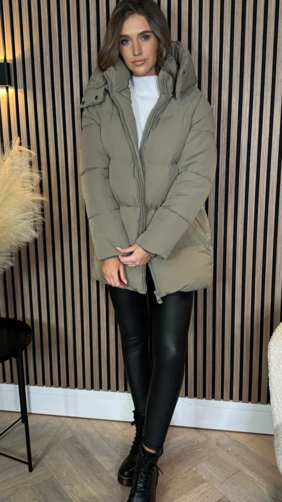 COPPEROSE Coats & Jackets^Marissa Khaki Hooded Puffer Coat