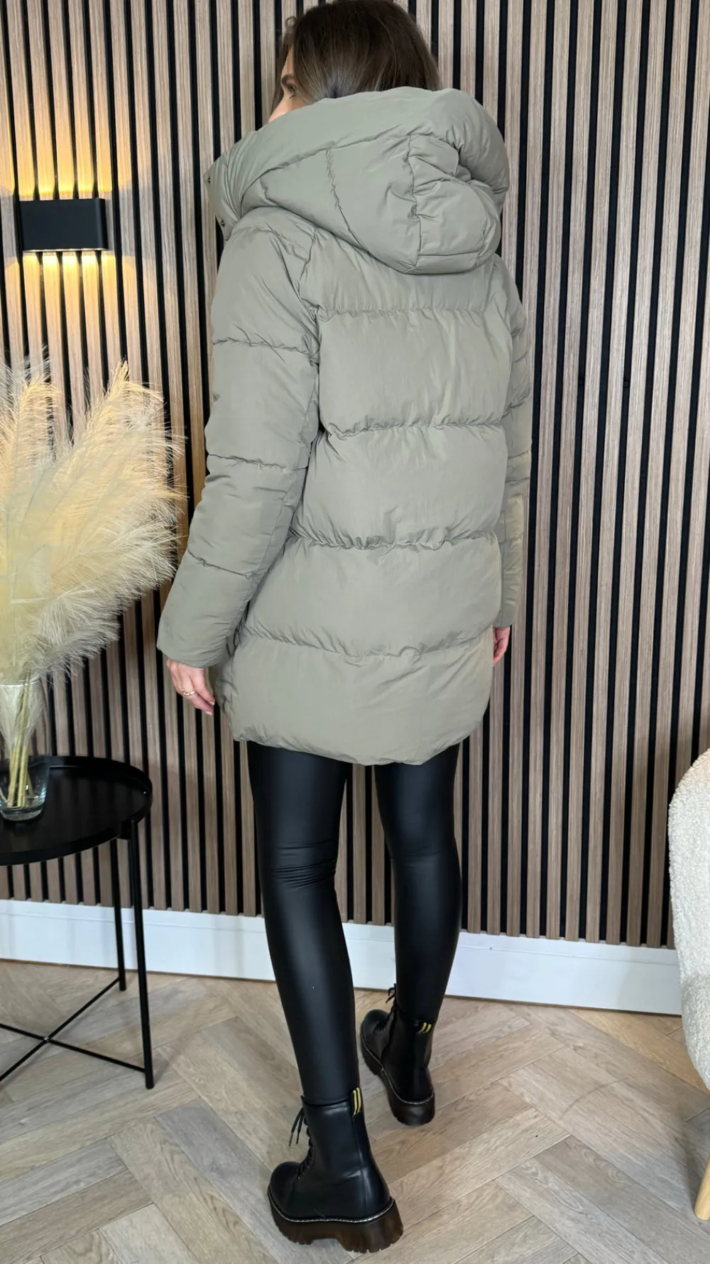marissa_khaki_hooded_puff_5.webp COPPEROSE Coats & Jackets^Marissa Khaki Hooded Puffer Coat