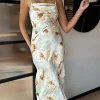 AX PARIS Going Out Dresses | Occasion Dresses^Martina Light Green Multi Blossom Print Strappy Slip Midi Dress