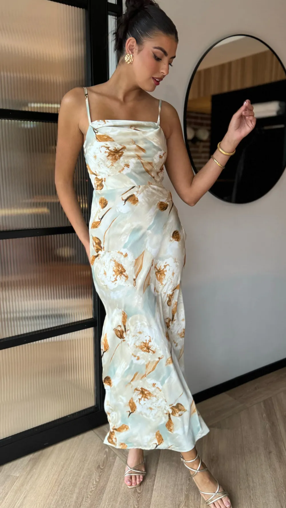martina_light_green_multi_0.webp AX PARIS Going Out Dresses | Occasion Dresses^Martina Light Green Multi Blossom Print Strappy Slip Midi Dress