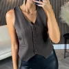SEVEN SEPT Tops^Maude Chocolate Brown Button Down Waistcoat