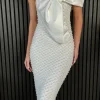 FP & CO Going Out Dresses | Occasion Dresses^Maybelle White Large Bow Detail One Shoulder Embellished Midi Dress