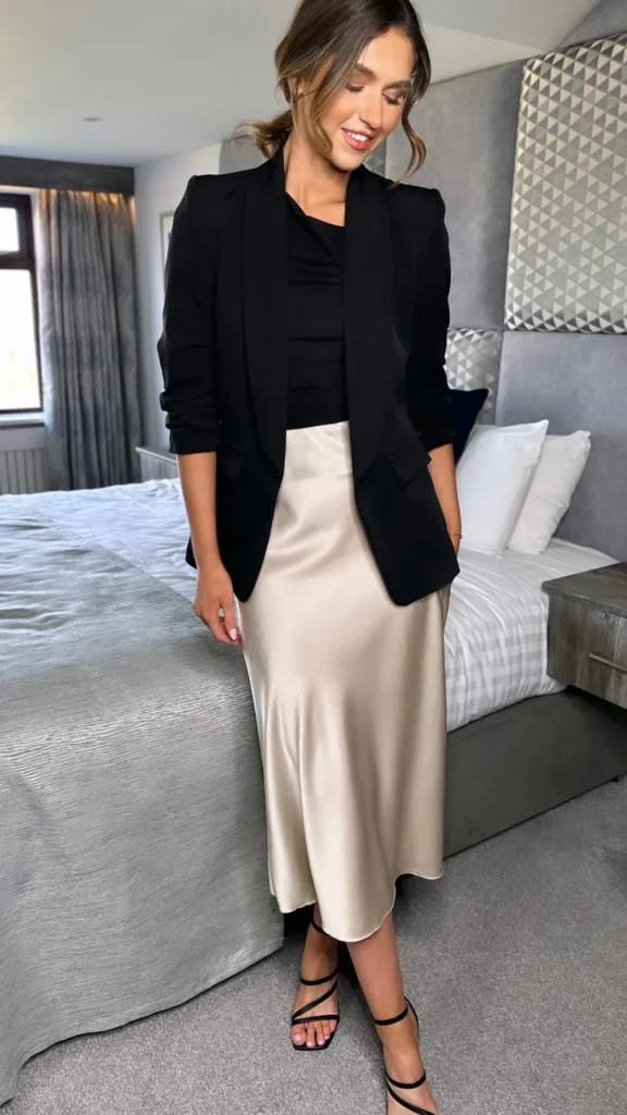 MISS LINDA Blazers^McKinley Black Ruched Sleeve Blazer