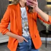 MISS LINDA Blazers^McKinley Orange Ruched Sleeve Blazer