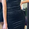 NOVA Going Out Dresses | Occasion Dresses^Melrose Black Sparkle Bandeau Velvet Mini Dress