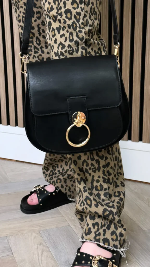 Roc Ronoco Bags^Merla Black Buckle Detail Crossbody Handbag