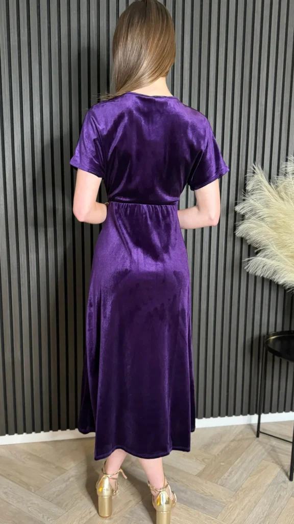 COPPEROSE Going Out Dresses | Occasion Dresses^Merritt Purple V Neckline Velvet Finish Midi Dress