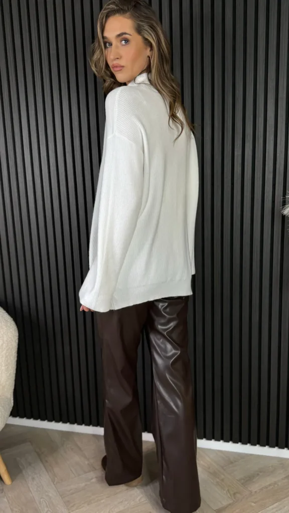 MOOCCI Knitwear^Michelle White Ribbed Turtle Neck Jumper
