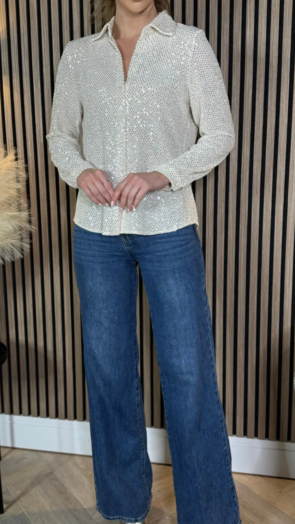 milani_beige_sequin_detai_3.webp UNIKA Tops^Milani Beige Sequin Detail Shirt
