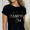 ESTEE BROWN Tops^Mira Black 'Champagne Club' Slogan Printed T Shirt