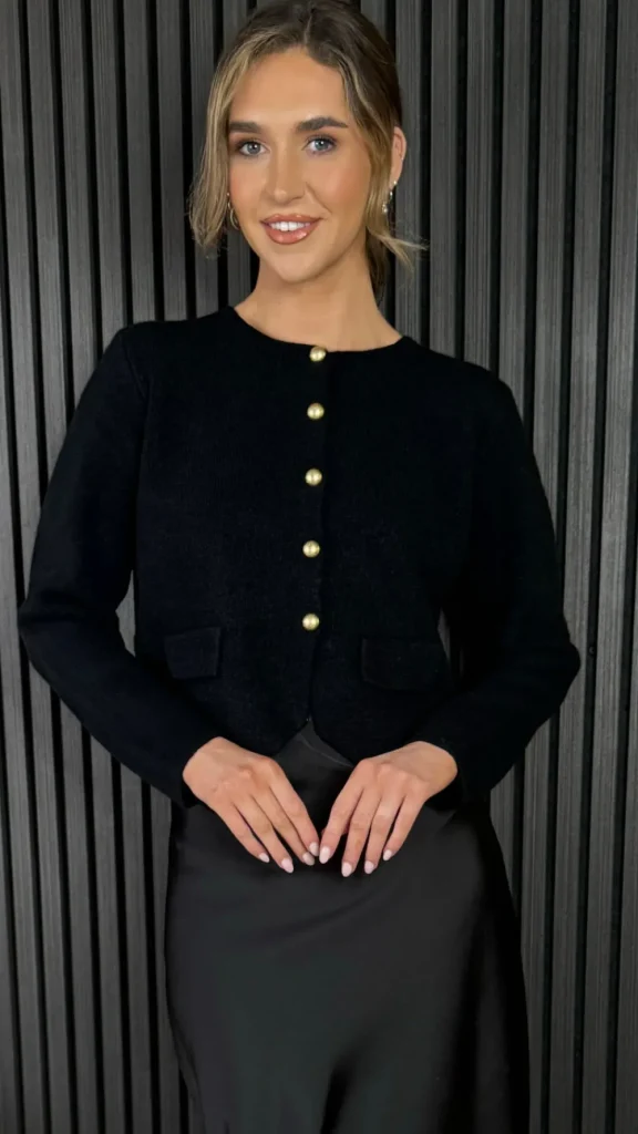 ELENZA Tops | Knitwear^Missy Black Button Down Cardigan