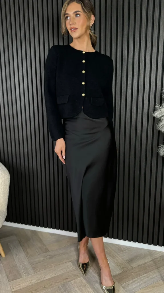 ELENZA Tops | Knitwear^Missy Black Button Down Cardigan
