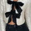 BELLAVIE Tops^Morgan Cream Sequin With Black Bows Detail Top