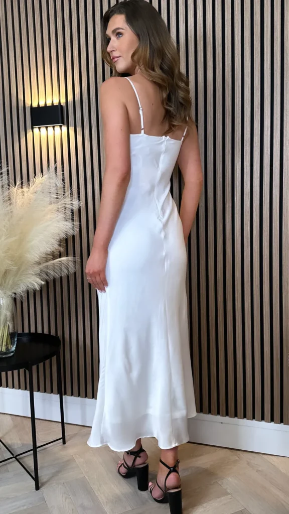 GIRL IN MIND Fitted Dresses | Going Out Dresses^Muireann White With Black Lace Slip Midi Dress