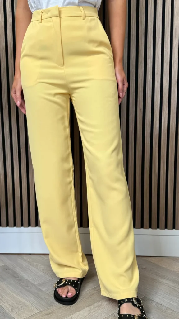 JCD KOOLOOK Trousers^Naomi Yellow Straight Leg Trousers