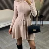 ALLYSON Fitted Dresses | Day Dresses^Nessa Beige Button Down Collared Knit Mini Dress