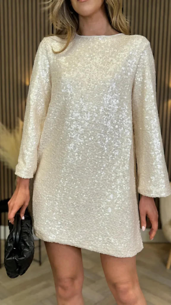BELLAVIE Going Out Dresses | Occasion Dresses^Nikita Cream Sequin With Black Bow Detail Mini Dress