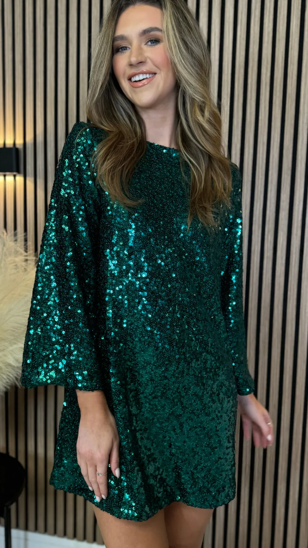 nikita_green_sequin_with__1.webp BELLAVIE Going Out Dresses | Occasion Dresses^Nikita Green Sequin With Black Bow Detail Mini Dress