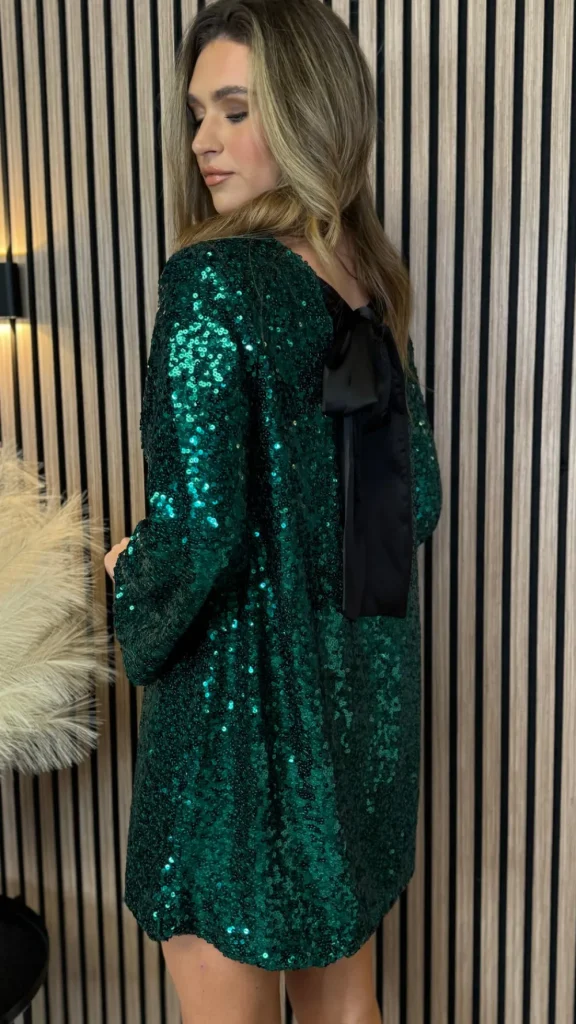 BELLAVIE Going Out Dresses | Occasion Dresses^Nikita Green Sequin With Black Bow Detail Mini Dress
