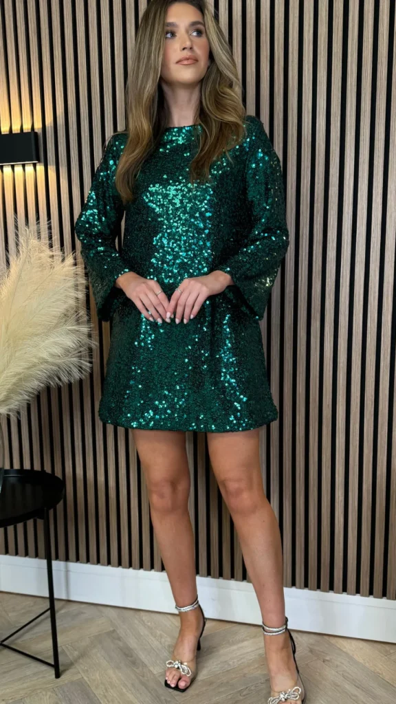 BELLAVIE Going Out Dresses | Occasion Dresses^Nikita Green Sequin With Black Bow Detail Mini Dress