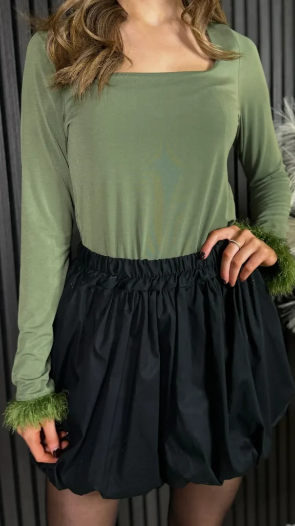 ESTEE BROWN Skirts & Shorts^Nyla Black Puff Style Bubble Mini Skirt