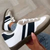 JOIA Trainers | Flats^Odelle White & Navy Stripe Trainers
