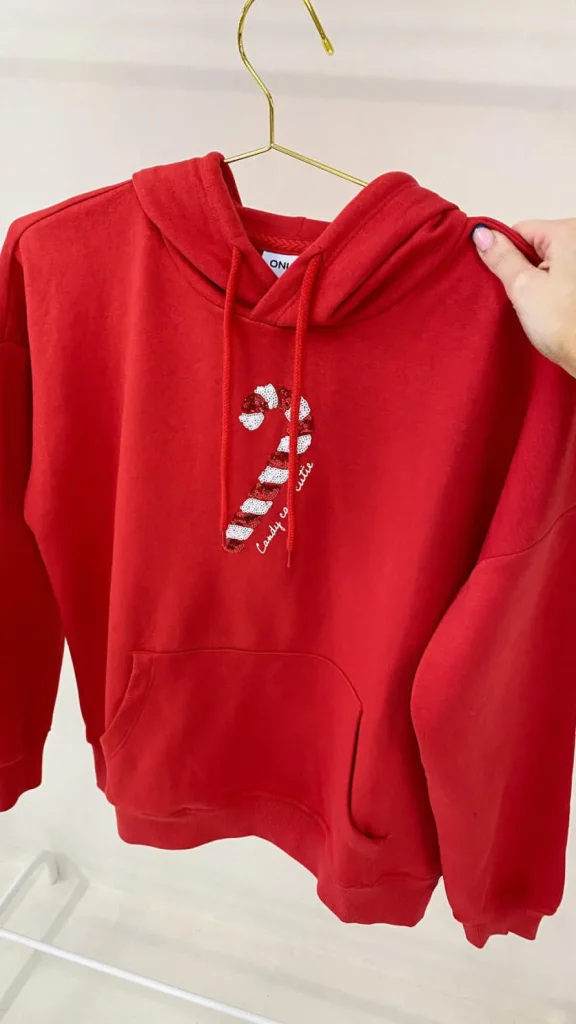 CHRISTMAS Tops | Hoodies + Sweatshirts^Only Red 'Candy Cane Cutie' Hooded Sweatshirt
