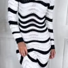COPPEROSE Fitted Dresses | Day Dresses^Orlaith White & Black Striped Knit V Neck Midi Dress